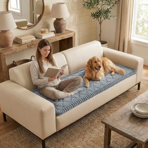 Smiry Fuzzy Couch Cover for Dogs, Non Slip Washable Pet Sofa Cover, Scratch Proof Hair Resistant Plush Sofa Slipcover, Pet...