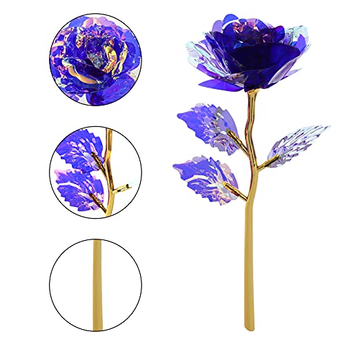 Hedume Set of 4 Rose Flower Present Golden Foil with Luxury Gift Box, 24K Colorful Rose Artificial Flower Great Gift for V...