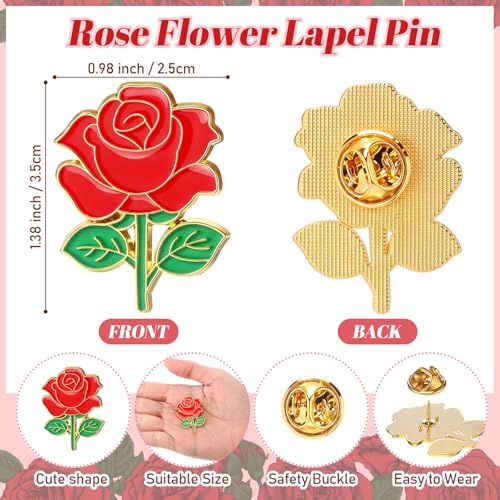 Liliaafar Mother's Day Rose Pin Gifts Red Rose Flower Lapel Pin Enamel Brooch with Inspirational Praise Card Church Gifts ...