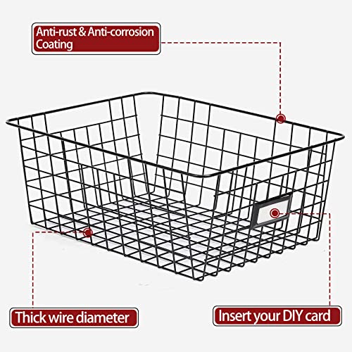 6 Pack Wire Baskets for Pantry Organization and Storage, Kitchen Organizer, 2 XXLarge & 2 XLarge & 2 Large