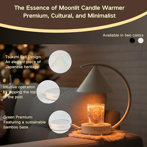 Bamboo&Life® Moonlit TouchOn Candle Warmer Lamp,4-Pc Eco-Luxury Set,Authentic Japan Moon Design,US Brand,UL&ETL Certified ...