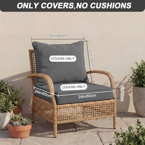 Tingjoo 1 Set 24x24 Inch Outdoor Chair Cushions Covers, Waterproof UV Resistant Patio Cushion Replacement Seat Slipcovers,...