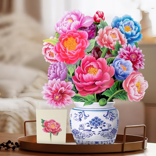Airpark Mothers Day Gifts Pop Up Flower Card, 3D Peony Bouquet Mothers Day Cards for Mom Women, Birthday, Thank You, Teach...