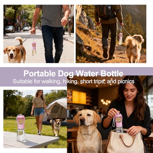 Dog Water Bottle, Portable Water Bottle with Food Container for Dogs Cat Pet Hiking Walking Travel Camping, Leak-Proof Dog...