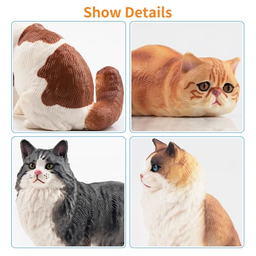 EYSCOTA 12PCS Realistic Cat Figurines, Plastic Cat Figure, Cat Cake Topper Kitten Toy Easter Egg Birthday Gift for Kids an...