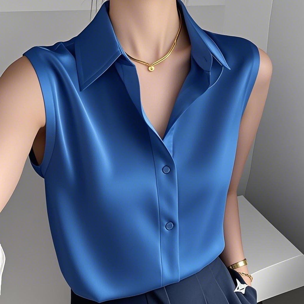 New Summer Korean-style Sleeveless Polo-neck Shirt