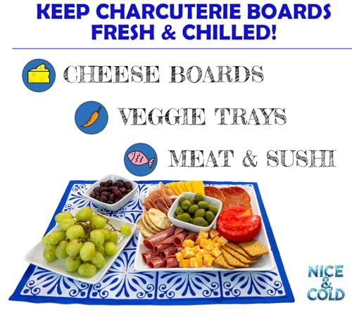 Reusable Freezable Ice Mat for Keeping Food Trays, Cheese Boards, Deli Meat, Veggie Plates, & Sushi Fresh and Cold – Charc...