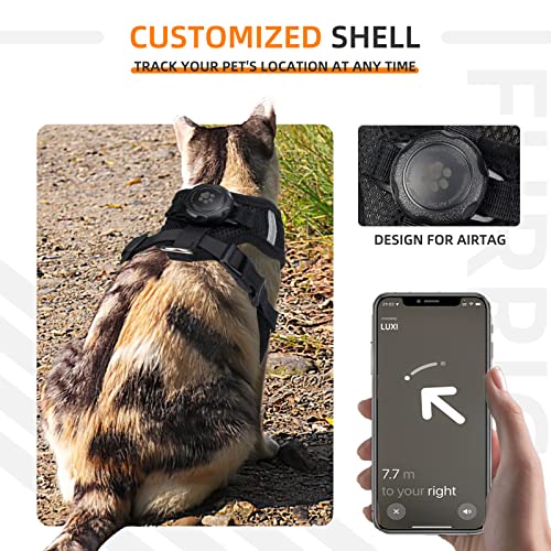 AirTag Cat Harness and Leash for Walking, Integrated Cat Vest with 100% Waterproof Air Tag Holder, Escape Proof Reflective...