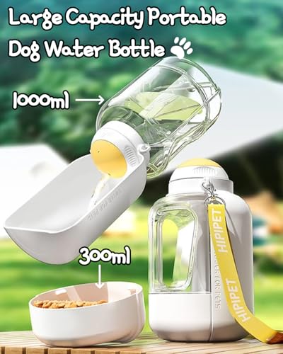 35oz Water Bottle, Portable Dog Water Bottle with Shoulder Strap, BPA Free, Leak Proof, Large Capacity, Pet Water Dispense...