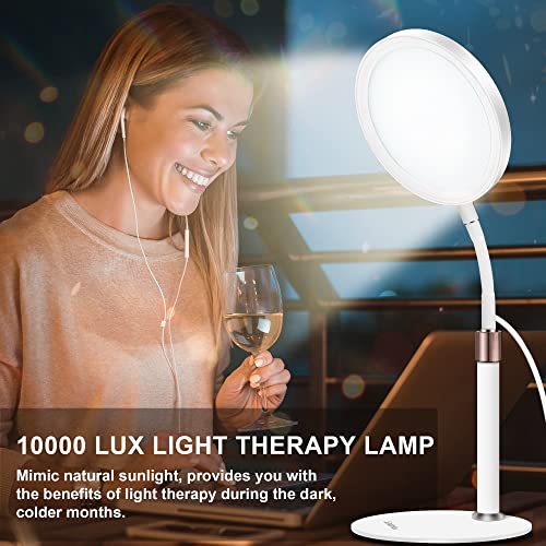 Sozapooty Light Therapy Lamp, UV-Free 10000 Lux Therapy Light with 3 Color Temperature Modes & Adjustable Brightness & Tim...