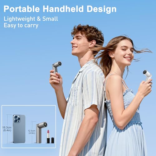 Portable Handheld Fan - Rotatable Mini Fan, High Speed Wind Cooling, 199 Speeds Stepless Control, Digital Display, 3-in-1 ...