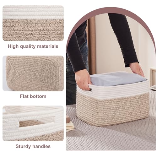 OIAHOMY 4 Pack Storage Baskets for Organizing, Basket for Shelves with Handle, Woven Baskets for Storage Toys, Towels, Boo...