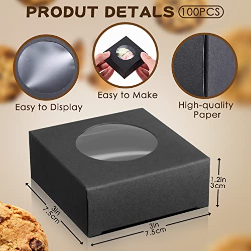 TaoBary 100 Pcs Soap Boxes for Homemade, 3 x 3 x 1.2 Inch Small Paper Gift Packaging Boxes with Window, Gift Wrappers for ...