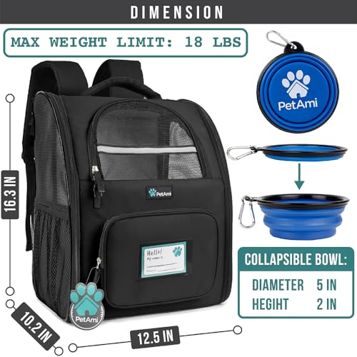 PetAmi Dog Backpack Carrier for Small Large Cat, Pet, Puppy, Ventilated Pet Hiking Backpack Travel Bag, Airline Approved C...