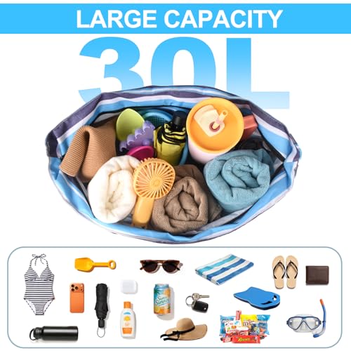 CaCTOUR Beach Bags for Women,Large Beach Bag Waterproof Sandproof with Zipper Pocket,Travel Tote Bag,Swim Pool Bag for Family