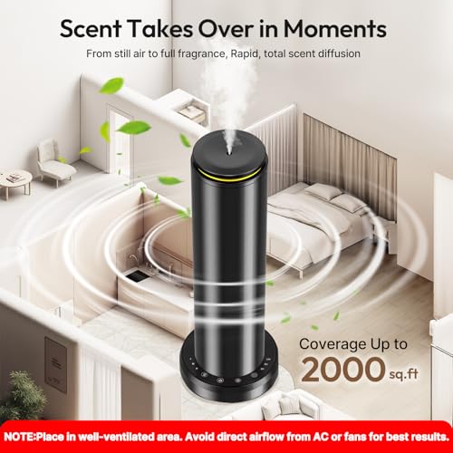 BOCT Waterless Scent Diffuser Starter Kit - 2000 Sq Ft Coverage,Hotel Collection Diffuser with Remote/LED Light,Suitable f...