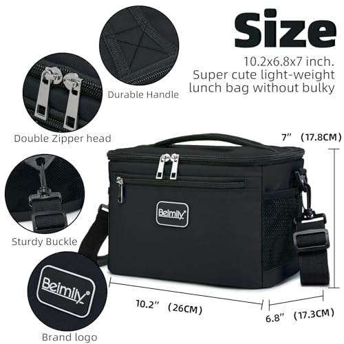 BEIMILY Lunch Box for Men/Women, Small Insulated Lunch Bag, Leak-Proof Soft Cooler Tote Bag, Reusable LunchBox for Work, T...