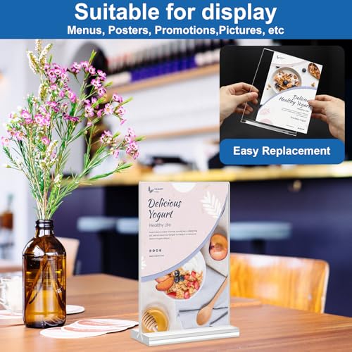 Acrylic Sign Holder 4x6, 20 Pack Clear Table Vertical Double Sided Table Menu Display, Plastic Desktop Picture Frames Stan...