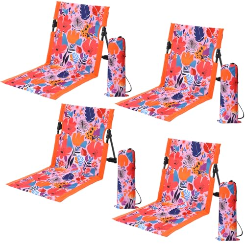 AceOrbit 4 Pack Foldable Poolside Chairs Portable Beach Flip Chairs Pool Seat for Edge of Pool Side with Bag Support Light...