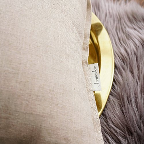 Jeanerlor Pack of 2 Natural Cotton Linen Soild Yellow Decorative Square 24 x 24 Inch Throw Pillow Covers Set Cushion Case ...