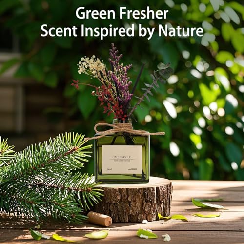 GAGINGOOLD Reed Diffuser, 6.09 oz Earthy Sandalwood Scent Diffuser with Sticks & Dried Flowers, 120 Days Long Lasting diff...