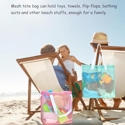 hsmyank 4Pieces Cute Mesh Pool Tote Bags,Mesh Beach Bags With Drawsting For Swim,Travel,Party