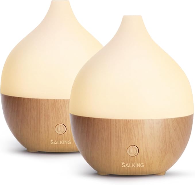 SALKING Essential Oil Diffuser (Set of 2), 100ml Small Aromatherapy Diffuser with Auto Shut-Off, Ultrasonic Diffusers for ...