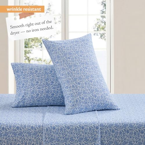 Indigo Ink Queen Size 4-Piece Sheet Set - Fitted & Flat Sheets & Pillowcases | Medium Weight | Soft & Breathable | Durable...