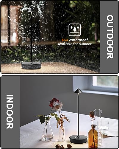 SHANGCAI Cordless Table Lamps Rechargeable, 6000mAh Battery Operated LED Desk Lamp Outdoor Waterproof Portable Touch Dimma...