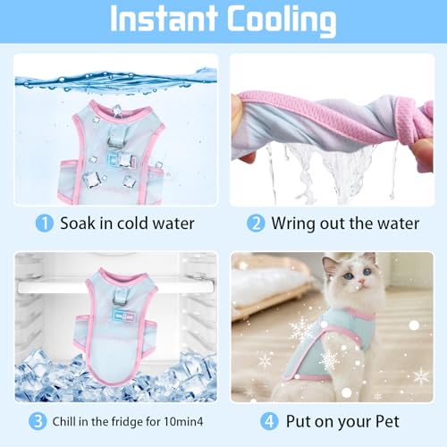 Yaopelky Dog Cooling Vest, Summer Pet T-Shirt, Breathable Quick-Dry Outfit for Dogs and Cats, Blue (Blue, Medium(5.5-8.8lb))