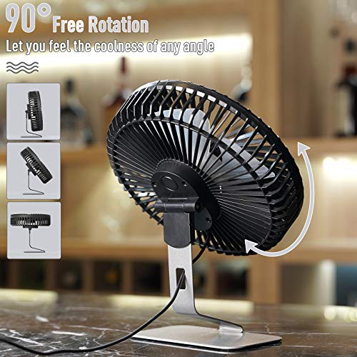 SLENPET 6 inch USB Small Desk Fan, 4 Speeds, Ultra-quiet, 90° Adjustment for Better Cooling, Portable Mini Powerful Deskto...