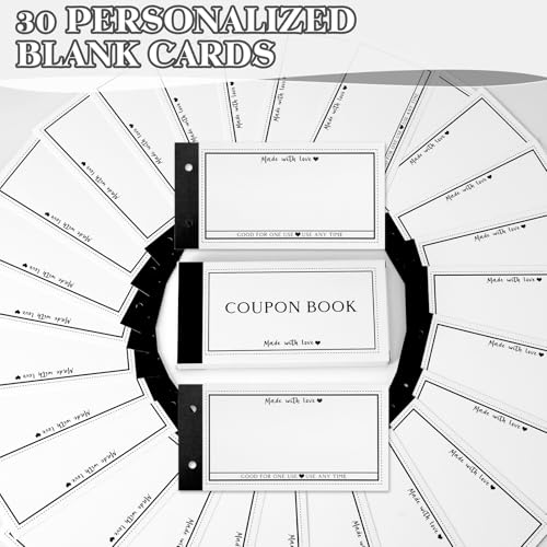 JULEASEL Personalized Coupon Book - 30 Blank DIY Vouchers for All Occasions, Thoughtful Gift for Mom, Grandma, Wife, Girlf...