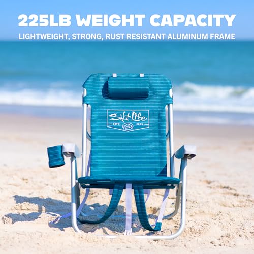 Salt Life Marina 5-Position Backpack Beach Chair (Boardwalk Stripe, Pack of 2)