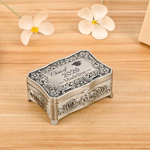 Personalized Graduation Gifts for Women Girls Small Metal Keepsake Box Custom Her Name - 2026 Graduation Jewelry Gift Box ...