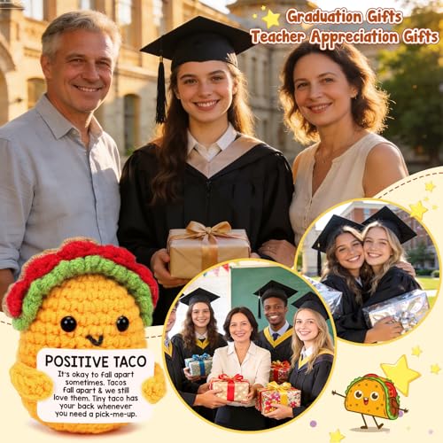 Positive Crochet Taco Birthday Gifts for Women Men Teacher Appreciation Mothers Day Graduation Gift Adult Kids Son Mom Dad...