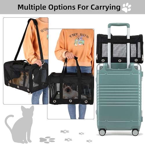 Soft Sided Cat/Dog Carrier,Collapsible Pets Travel Carriers for Pet/Puppy with Shoulder Strap & Removable Mat,Mesh Top Loa...