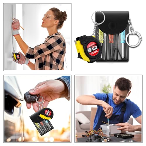 Lasnten 150 Pcs Mini Tape Screwdriver Keychain Set Bulk Father's Day Men Gifts Multitool Pen Card Tool Bag Pouch Adult Pin...