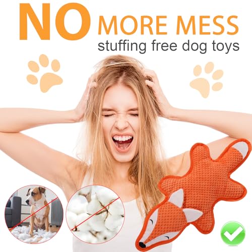 Eneston 5 Pack No Stuffing Squeaky Dog Toys for Large Dogs - Interactive Durable Plush Chew Toy with Crinkle Paper, Safe P...