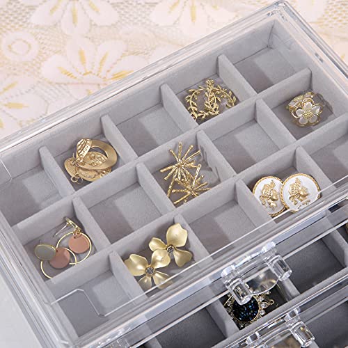 misaya Earring Jewelry Organizer with 5 Drawers, Birthday Present, Clear Acrylic Jewelry Box for Women, Velvet Earring Dis...