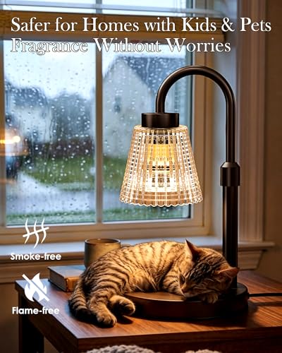 Girece Candle Warmer Lamp with Timer and Dimmer, Adjustable Height Electric Candle Warmer for Jar Candles, 2 Bulbs, Modern...