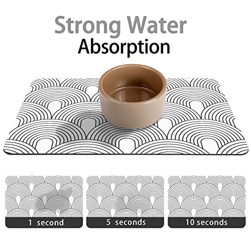 Dog Food Mats for Floors Absorbent, Pet Cat Food Mat - Quick Dry Dog Bowl Mats for Food and Water, Eco-Friendly Boho Pet S...