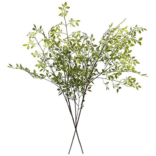 Melorca&Guilla Artificial Plants,2PCS 43.3" Green Nandina Faux Branches for Vase,Artificial Plants for Shop Garden Office ...