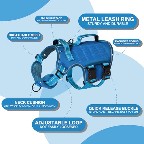 Dog Harness for Large Dogs Heavy Duty, No Pull Tactical Dog Harness with Molle System, Easy On and Off Service Dog Vest, B...