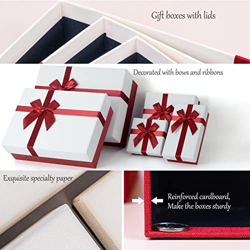 Eerbaier Gift Box for Present, Set of 5 Gift Boxes with Lids, Boxes for Gifts, Red Gift Boxes with Ribbon for Birthday, Mo...