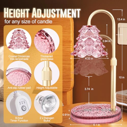 Christmas Tree Shape Candle Warmer Lamp with Timer Dimmable Adjustable Height Wax Warmer Lamp for Jar Candles With 2 Bulb...