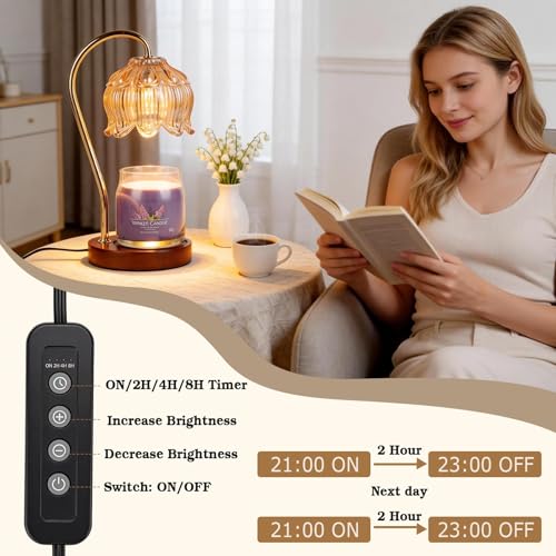Funistree Flower Candle Warmer Lamp with Timer, Dimmable Candle Lamp Warmer, Mothers Day Birthday Gift for Women Her Mom, ...