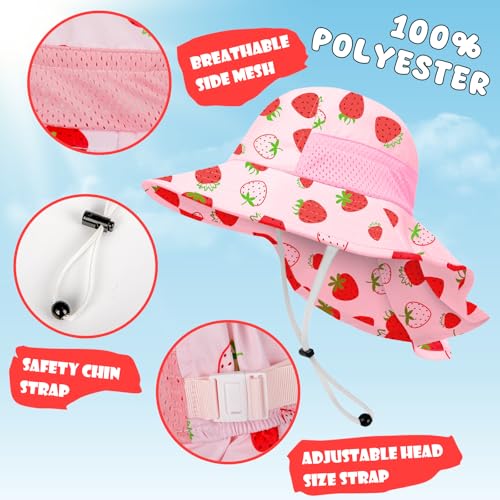 Toddler Baby Sun Hat Kids Summer Beach Essentials Adjustable Beach Hats with Bucket Wide Brim for Boys Girls Age 0-14 Years