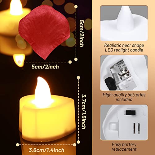 cridoz 2000 Pieces Artificial Rose Petals with 24 LED Tea Lights Candles, Romantic Decorations Special Night Set for Nigh...