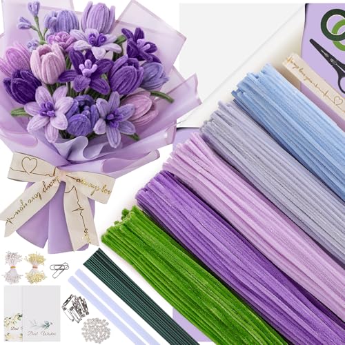 EARLY MINDS 500 Pcs Pipe Cleaners Craft Kit for Flower Making, Complete DIY Bouquet Set with Chenille Stems, Craft Wire, S...