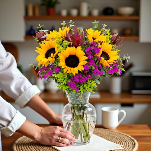 STARGAZER BARN Wildflower Bouquet (Vase Included) - Hand-Tied in the USA - Fresh Flower Delivery for Birthday, Anniversar...